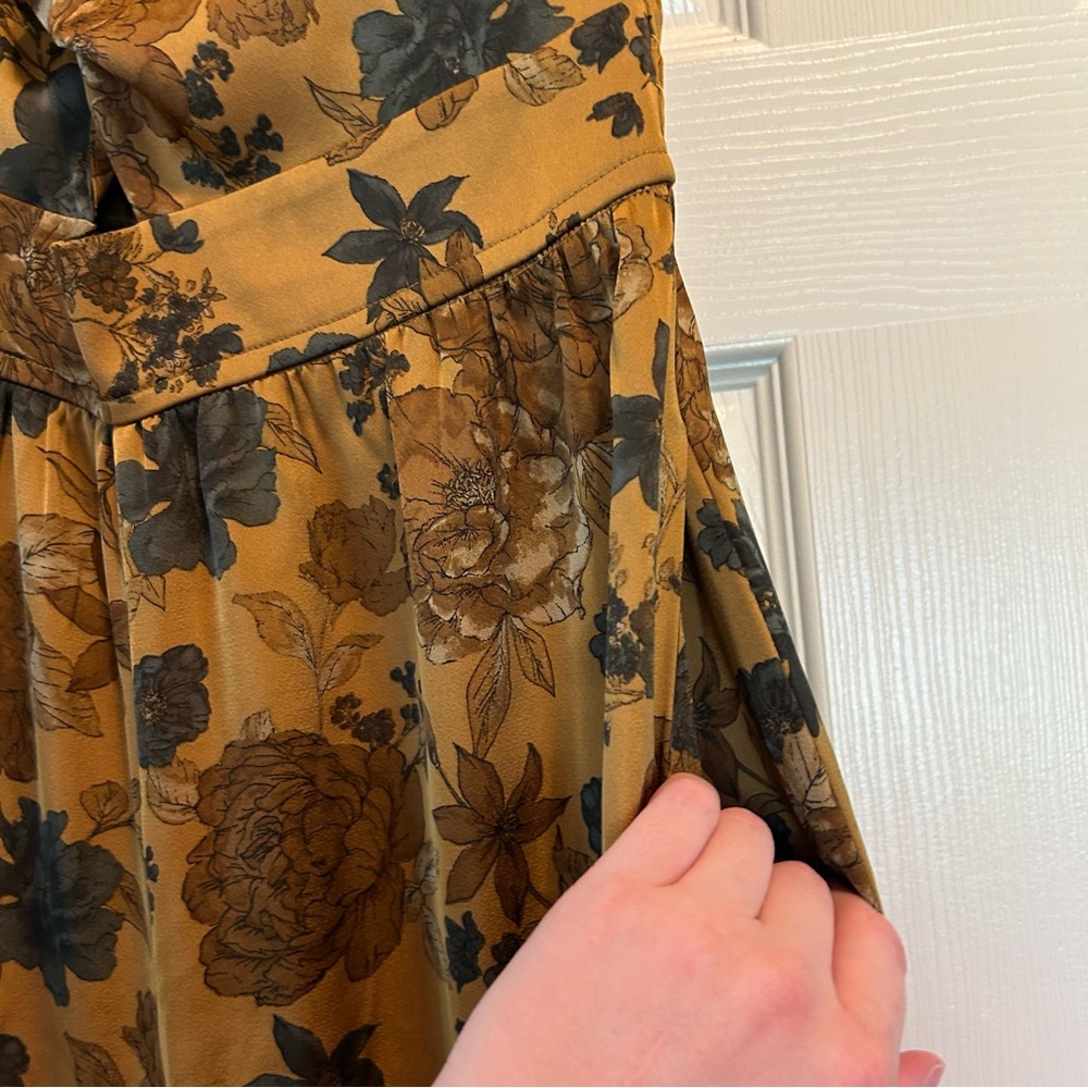 Baltic Born Floral Wide Leg Jumpsuit in Mustard and Green - Picture 5 of 6